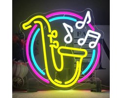 Neon Licht Teken Saxofoon - Kleurrijke Dimbare LED Neon Lights voor Slaapkamer, Muziek Studio en Feest Decor