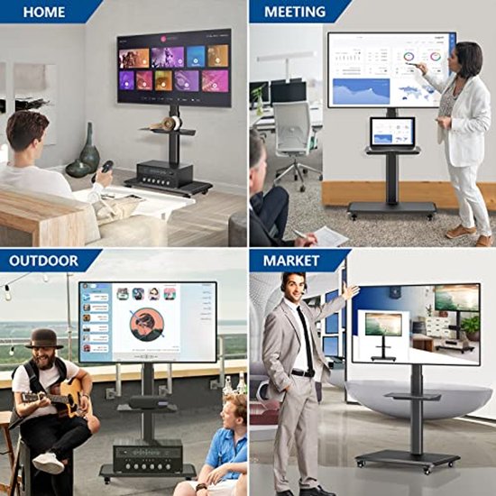 Neomounts Mobiele vloerstandaard voor flatscreen-tv's tot 86 inch