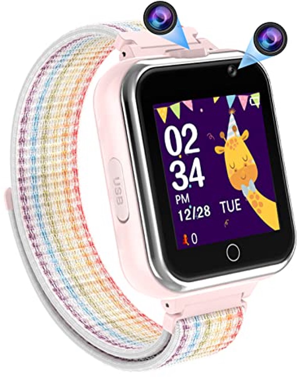 Smartwatch voor Kinderen met Spelletjes, Muziek en Camera - 1,54 Inch, Geschikt voor 3-14 jaar