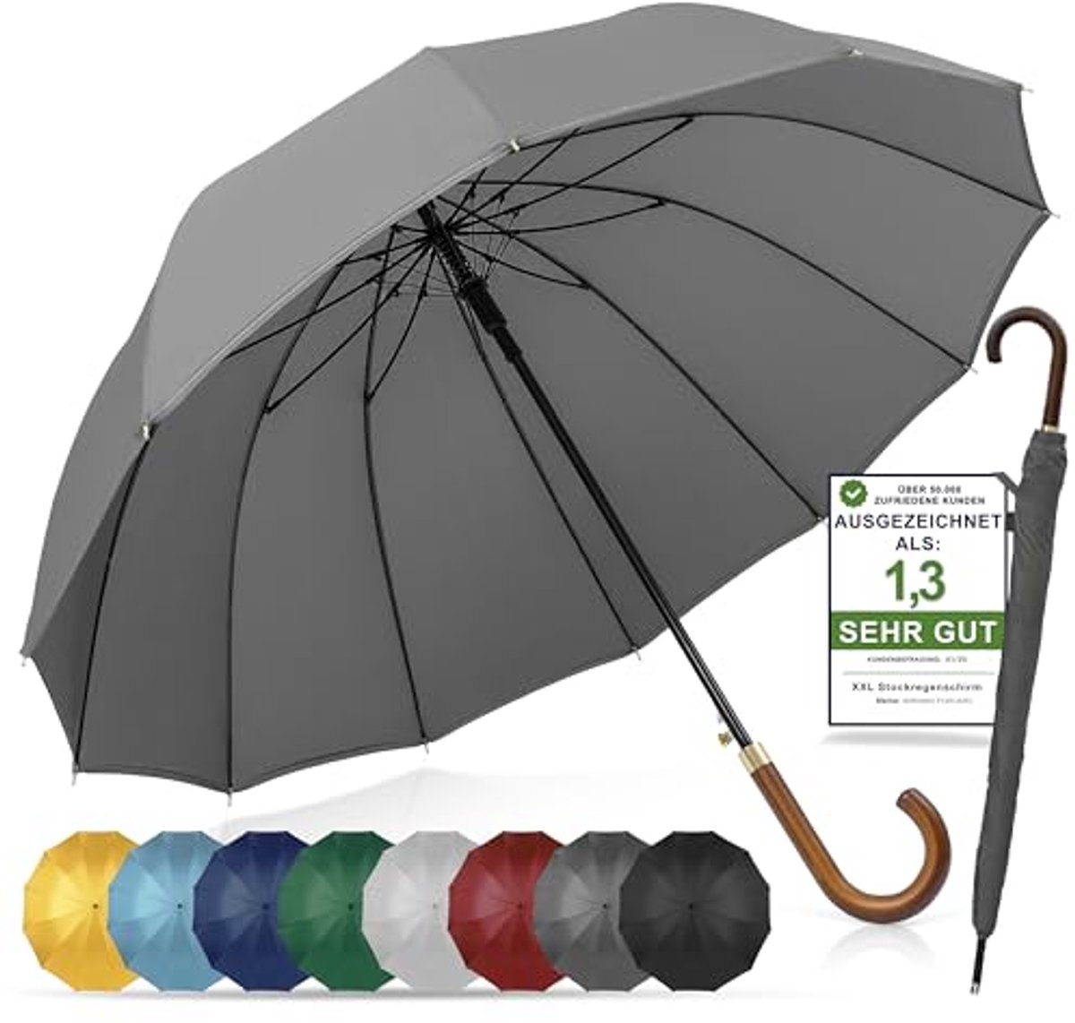 Grote Stormbestendige Paraplu Ø120 cm met Reflecterende Rand - Automatische Opening