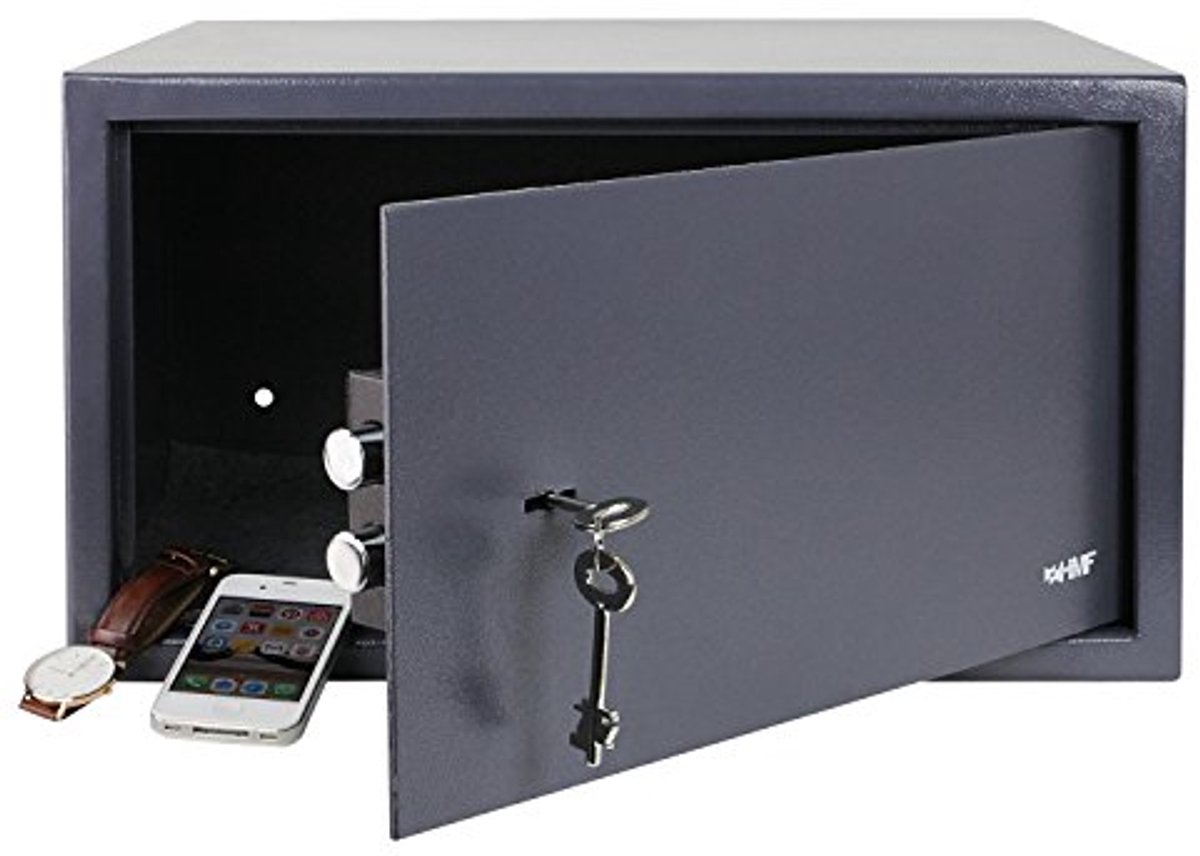 Wandkluis met sleutel voor laptop en documenten, 45 x 25 x 36,5 cm, antraciet