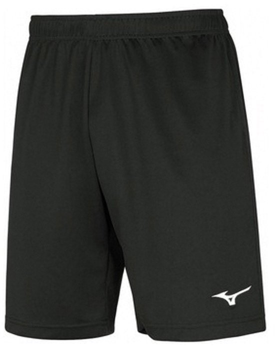 Zwarte Mizuno sportshort met witte logo op de rechterpijp. Elastische tailleband.
