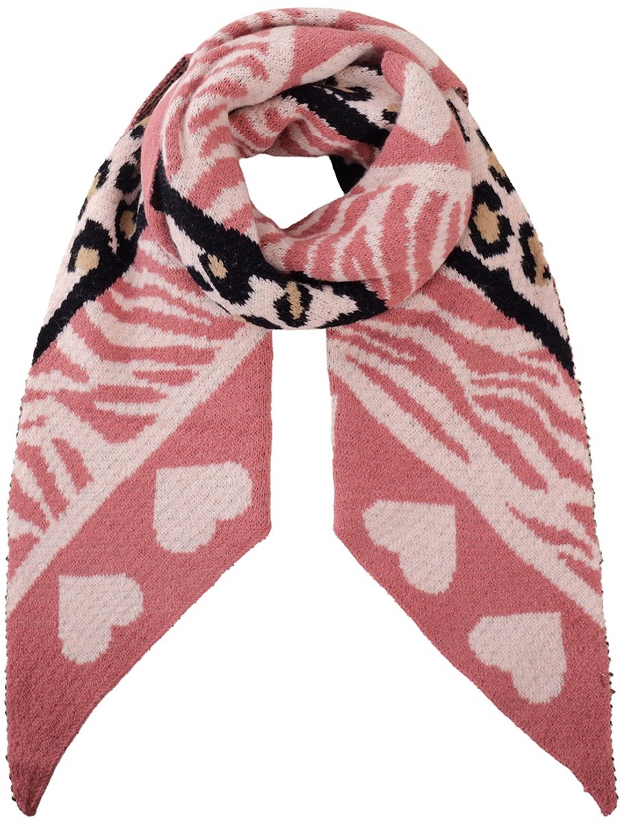 Winter driehoek sjaal - roze - 180x75cm - dames - modieus - zacht