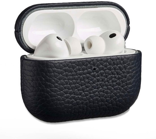 Étui en cuir véritable Accezz - Étui adapté aux AirPods Pro 3 - Bleu foncé