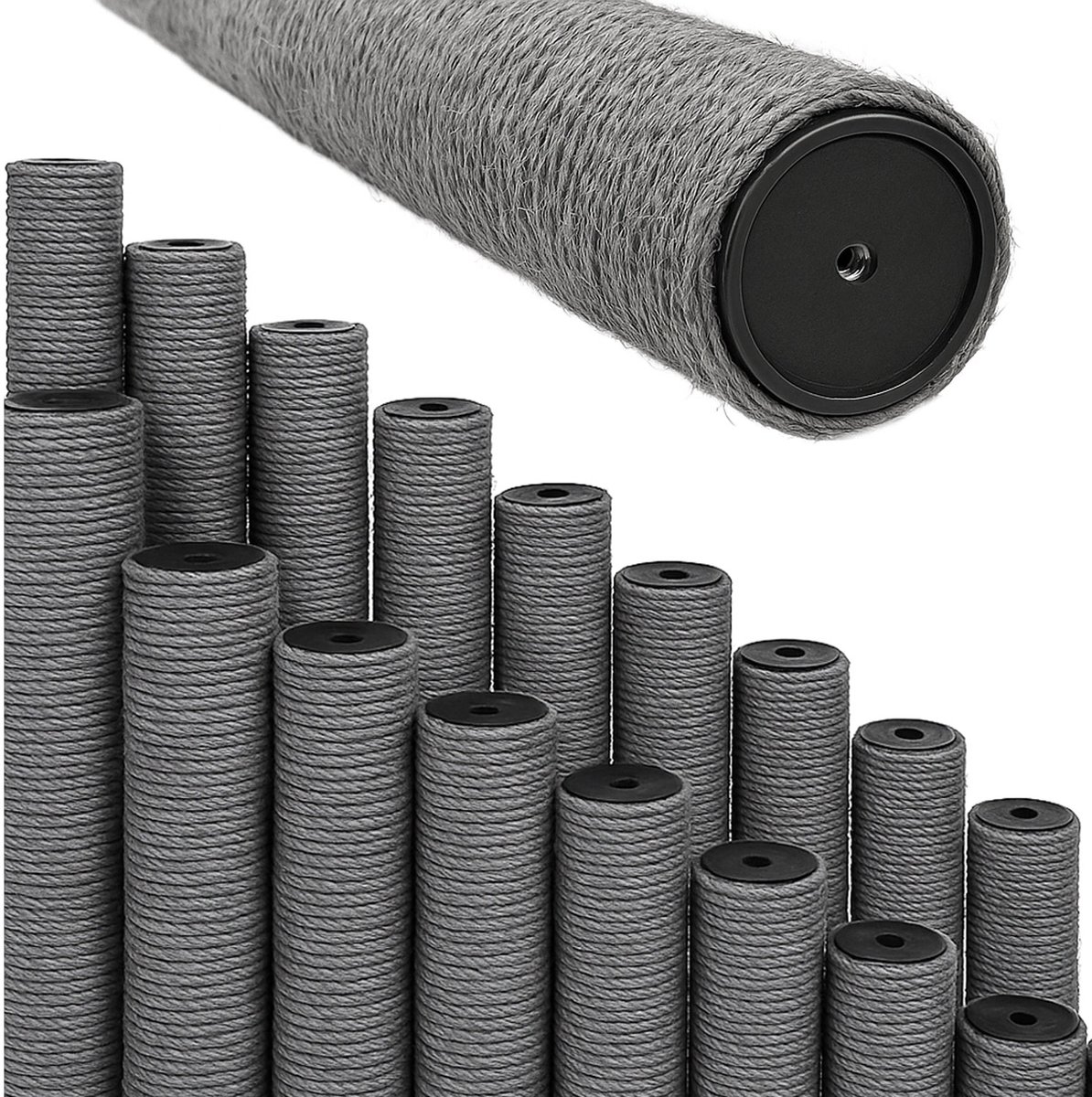 60 x 7,4 cm Grijs Sisal Stam voor Krabpaal M8 - Sisalpaal voor Kattenboom - Krab Bomen Onderdelen