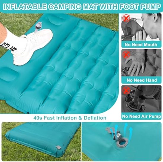 Zelfopblazende Outdoor Slaapmat met Pomp en Kussen - 12 cm Dikte, Ultralicht en Compact van Merkloos — afbeelding 5