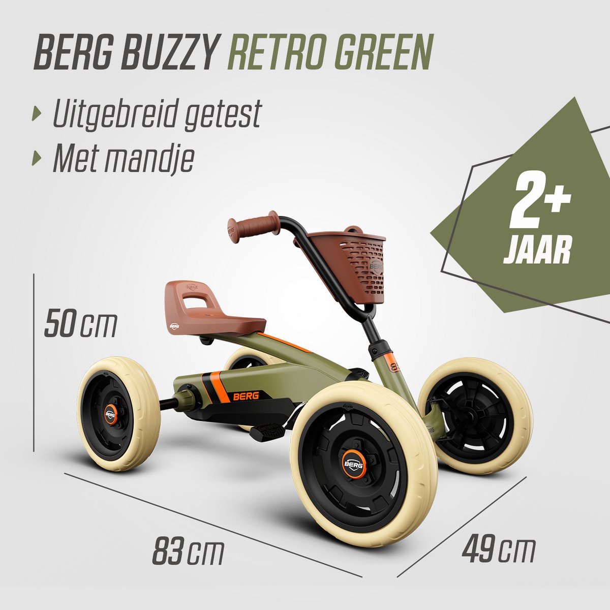 BERG Buzzy Retro Skelter - Verstelbare Stoel - 2+ jaar - Anti-lek EVA banden - Veilige en Stabiele Wegligging - Groen — afbeelding 2