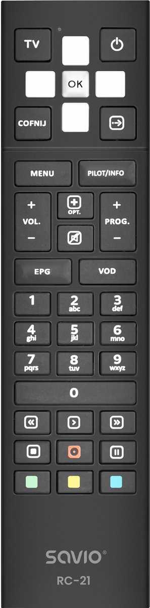 Savio RC-21 afstandsbediening IR Draadloos TV set-topbox Drukknopen