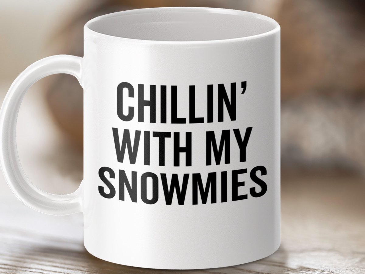 Mok Chillin' With My Snowmies, Grappige Winter Mok, Kerstcadeau Idee, Sneeuwpop Mok, Feestdagen Drinkbeker, Warme Choco Mok