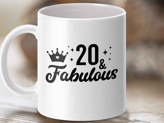 Mok 20 and Fabulous, Verjaardagsmok, Twintigste Verjaardag Cadeau, Feestelijk Mok, Jubileummok, Speciale Verjaardag, Vrouwen Mok