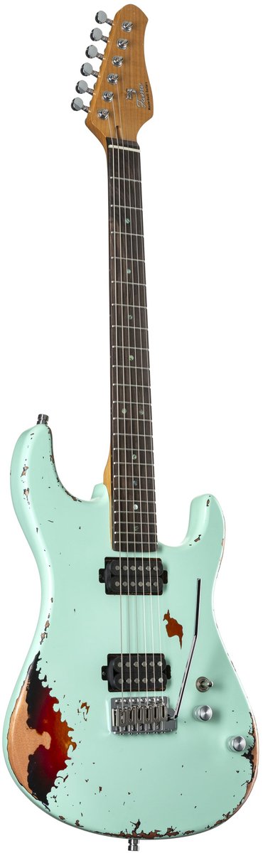 Fame Custom ST RW Worn Mint over Sunburst - ST-Style elektrische gitaar