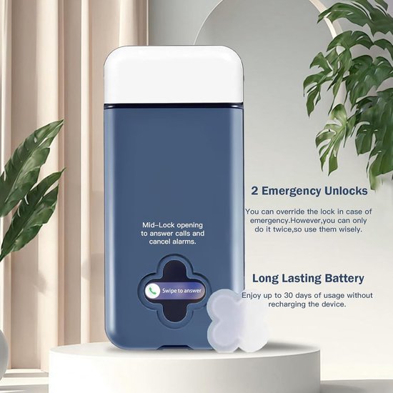 Telefoonkluis - Telefoontijdslot met timer - Telefoonkluis met tijdslot - Focus box - Smartphone lock - Smartphone kluis - Draagbare tijdvergrendelingsdoos - Timer - opbergdoos - voor focus en studeren - 205*95*20 mm - blauw