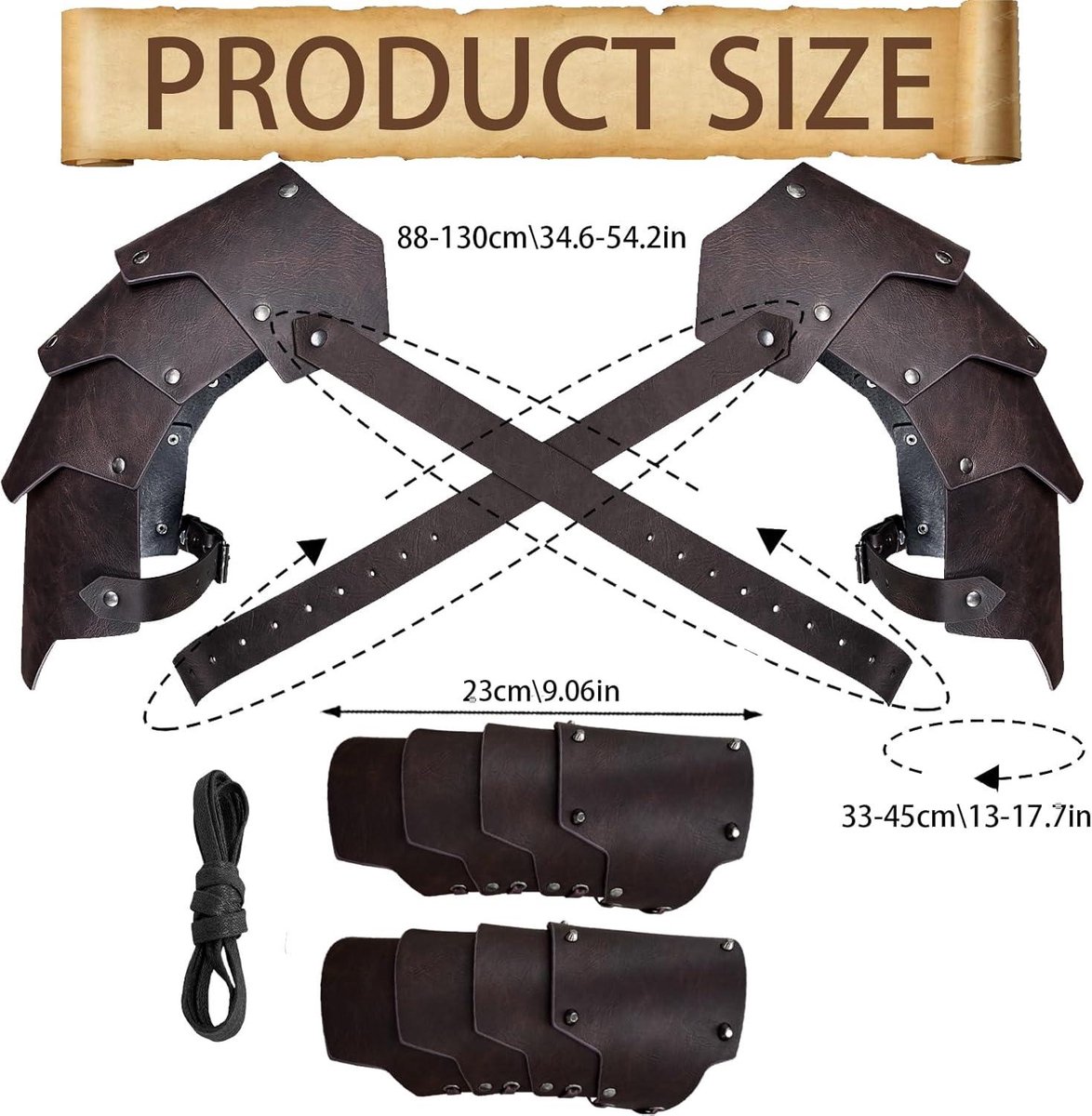 ZUYPSK Unisex gothic PU lederen borst harnas schouderriem arm manchet verstelbare pantser met armband steampunk cosplay kostuum set accessoires, bruin, One size ZUYPSK Unisex gothic PU lederen borst harnas schouderriem arm manchet verstelbare pantser met armband steampunk cosplay kostuum set accessoires, bruin, One size