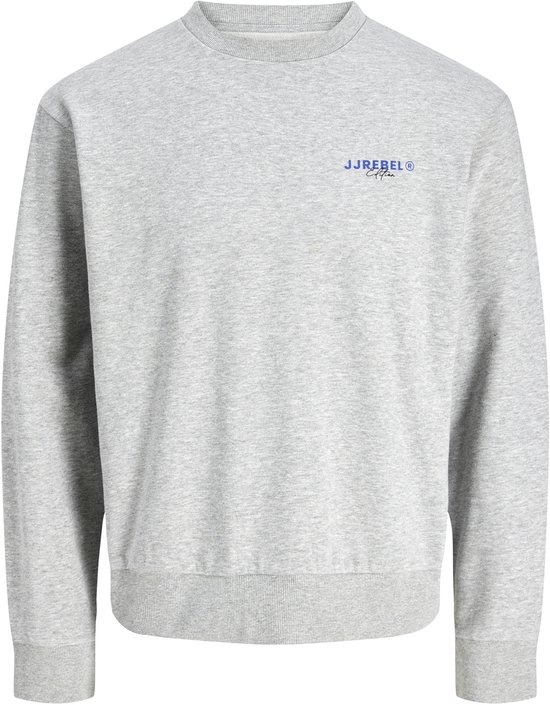 Sweat-shirt gris avec le logo JJREBEL Edition sur la poitrine, sur fond blanc.