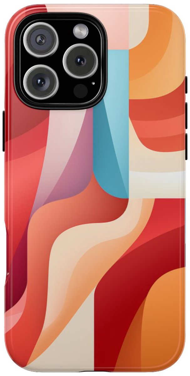 Abstracte Kleurrijke Gebogen Vormen – Telefoonhoesje Geschikt voor iPhone 16 Pro Max