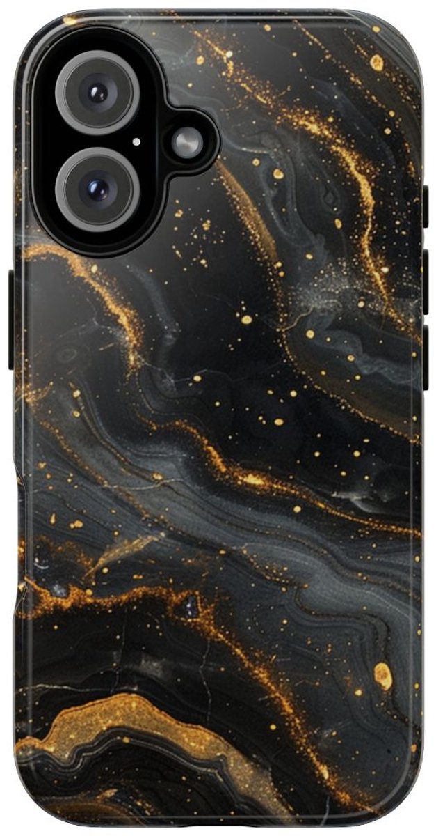 Zwart-Gouden Marmer Abstract Patroon – Telefoonhoesje Geschikt voor iPhone 16