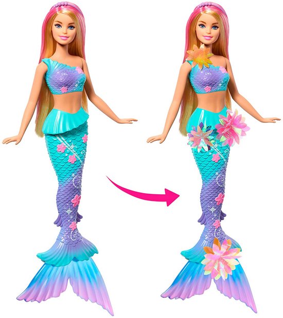 Barbie Flower Magic Zeemeerminpop – Magische Bloemen die Bloeien - Blond & Blauw