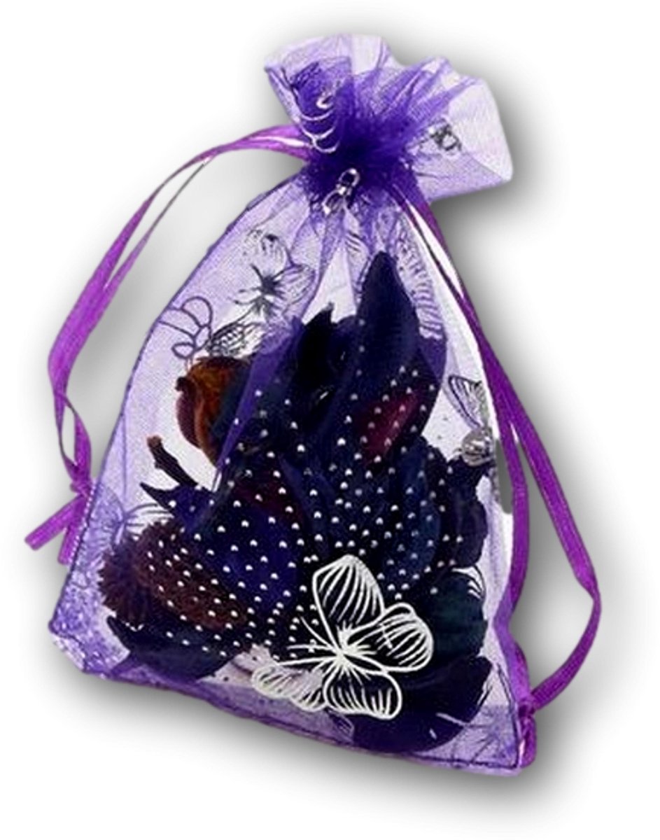 Ilènne - Organza zakjes paars met vlinders - 11x16 cm 100 stuks / cadeauzakjes