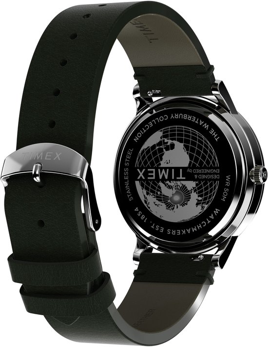 Montre analogique à quartz Classic Timex Waterbury Boîtier : 100 % acier inoxydable | Bracelet : 100% cuir 40 TW2W50500AJ