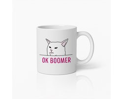 Grappige Kat Meme Mok 330ml – OK Boomer Koffiebeker – Humoristisch Cadeau voor Millennials en Generatie Z