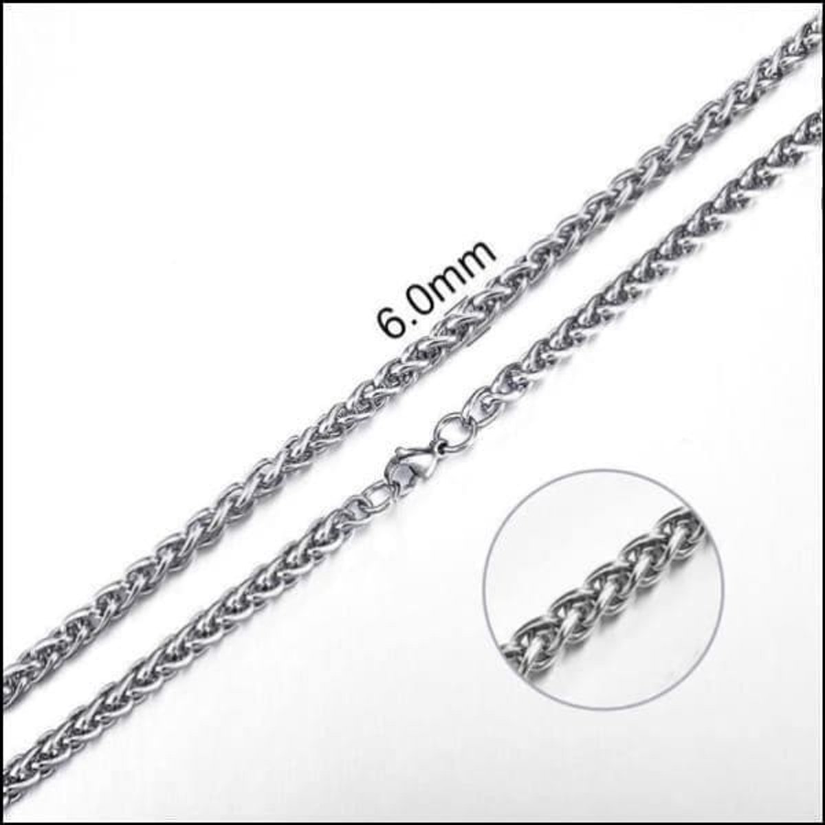 Aramat Jewels | Halskettingen | Vossenstaart Halsketting RVS 55 cm – 6 mm | | | |6mm | Staal | Volwassenen | Verkleurd niet