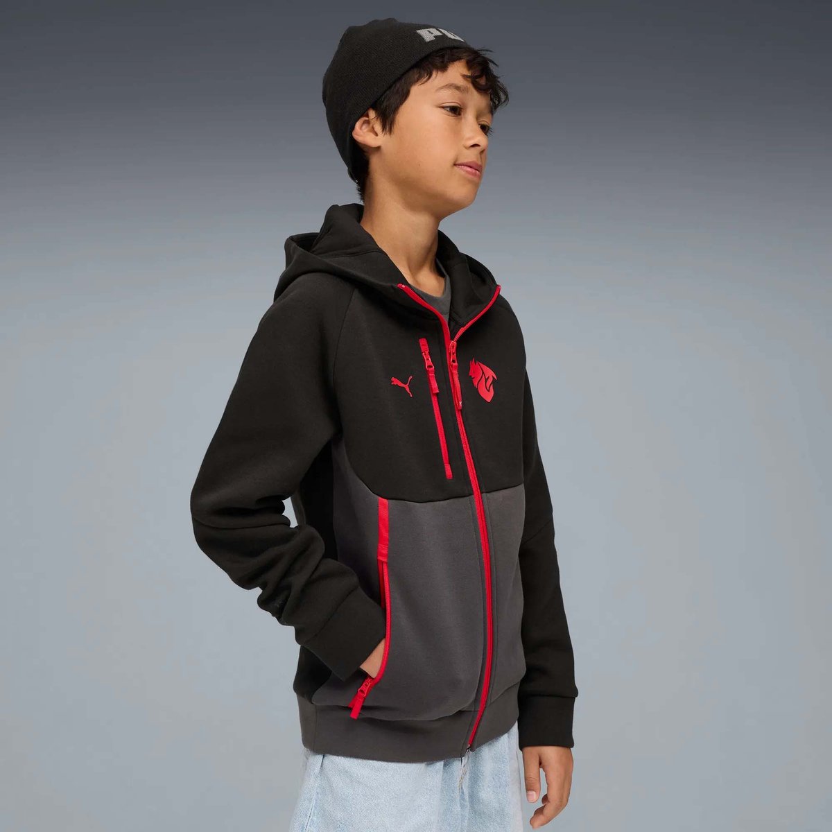 Felpa Puma Acm Pumatech Fz Hoodie Jr Sportswear Kinderen Zwart