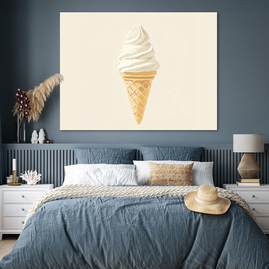 Poster 160x120 cm - Softijs - Hoorntje - Wit - Posters - Kamer decoratie - Wanddecoratie woonkamer - Muurdecoratie slaapkamer XXL