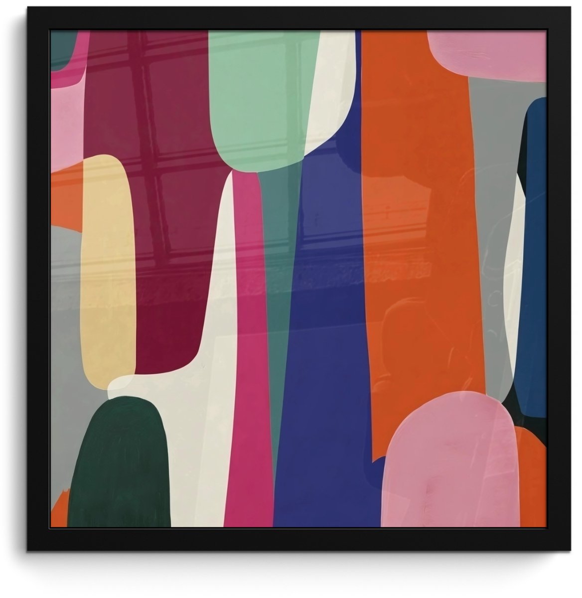 FrameYourWall Poster in lijst - Fotolijst 40x40 cm - Posters - Vormen - Ritmisch - Kleuren - Abstract - Posterlijst zwart - Decoratie - Wanddecoratie woonkamer - Muurdecoratie slaapkamer Vormen - Kleurrijk