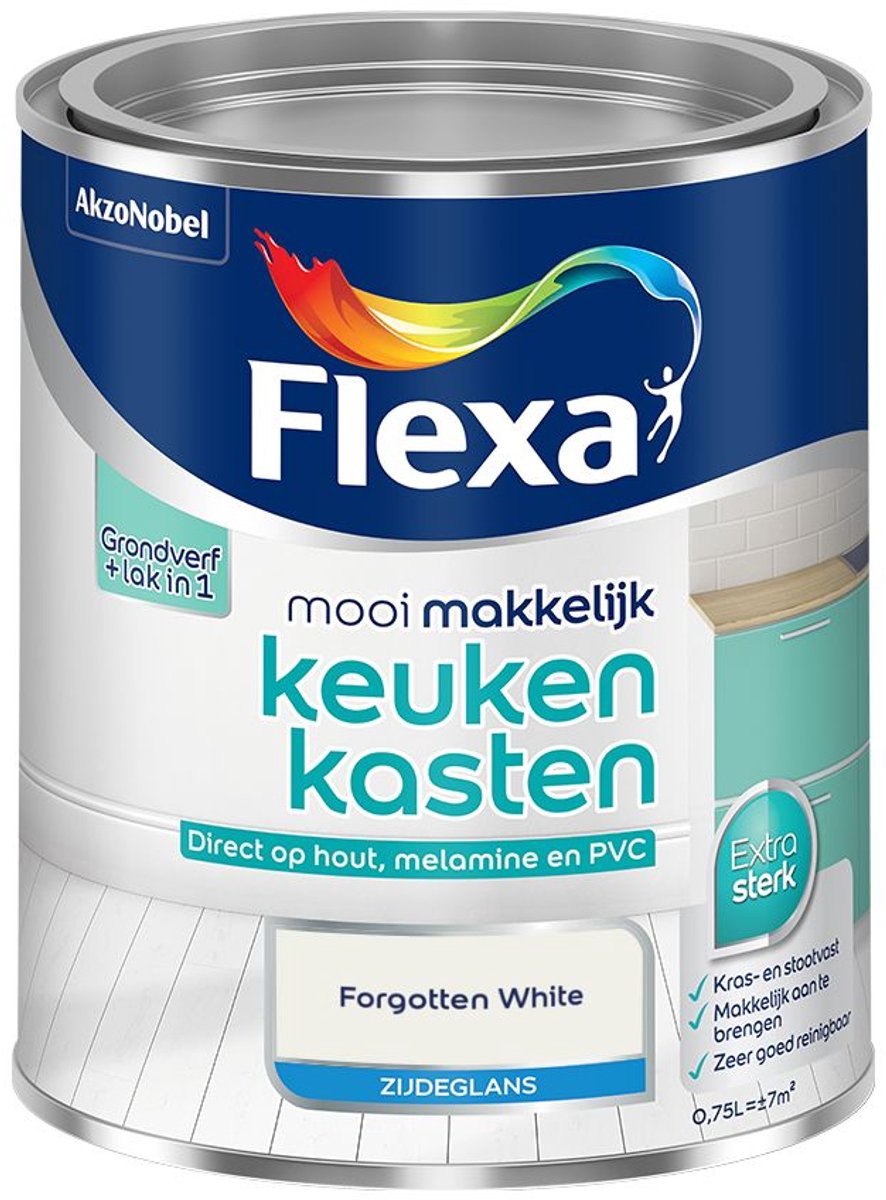 Flexa - Mooi Makkelijk Keukenkasten Zijdeglans - Forgotten White - Mengverf - 750 Ml