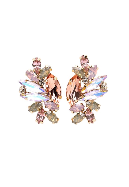 Boucles d'oreilles en cristal AVANT-GARDE PARIS - couleur or avec cristaux - 1 paire - 3,4 cm x 1,9 cm