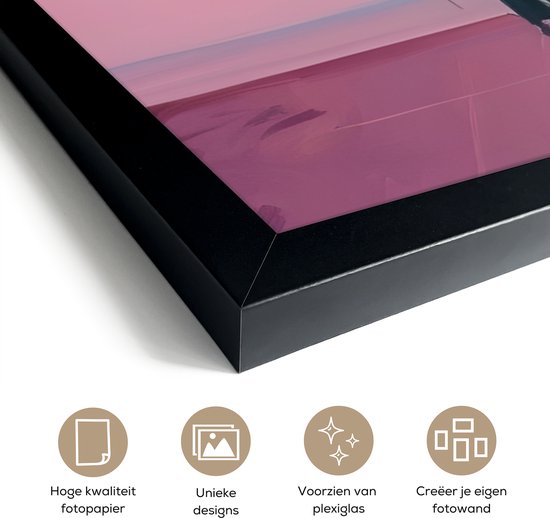 Poster in lijst - Fotolijst 80x60 cm - Posters - Roze - Buiten - Verf - Posterlijst zwart - Decoratie - Wanddecoratie woonkamer - Muurdecoratie slaapkamer