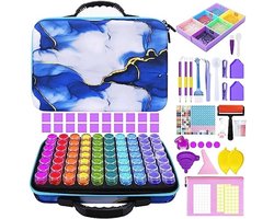 PromoHome Complete Diamond Painting Accessoires Set - 70 Vakken Opbergdoos Met Gereedschap, EVA Draagtas, Pincet, Stiften, Diamantbakjes En Meer Voor Diamant Schilderijen