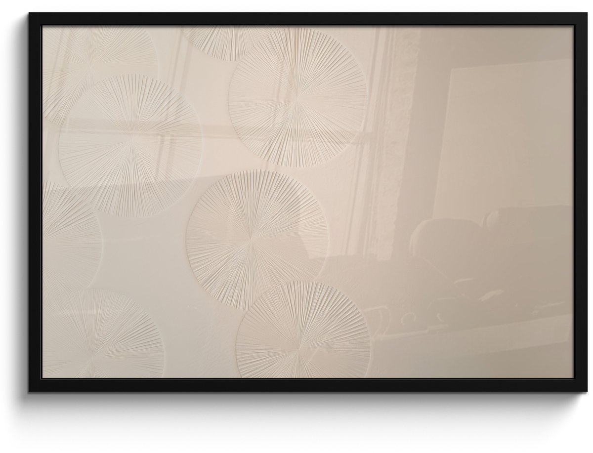 FrameYourWall Poster in lijst - Fotolijst 90x60 cm - Posters - Japandi - Beige - Modern - Posterlijst zwart - Decoratie - Wanddecoratie woonkamer - Muurdecoratie slaapkamer Japandi - Cirkels