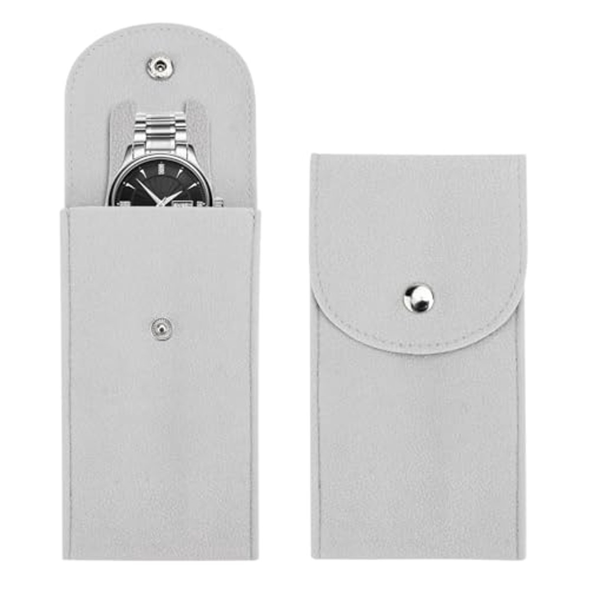 Horlogezakje set van 2 - Draagbare flanellen horloge-opbergtas voor reizen
