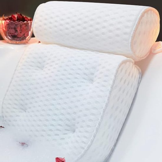 ADOV Badkussen, Ergonomisch Spa-kussen met 6 Antislip Zuignappen, Comfortabele Nekkussen met 3D Air Mesh Technologie, Ondersteuning voor Hoofd Rug Schouder, Geschikt voor Badkuipen Whirlpools en Spa