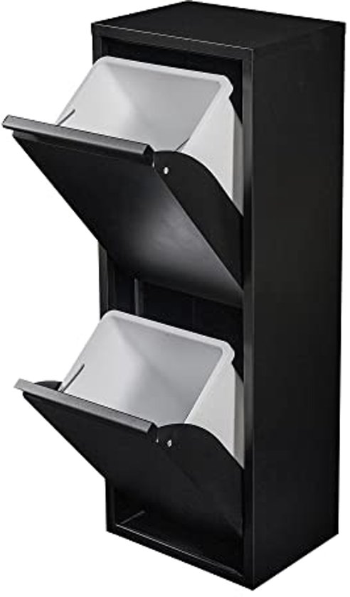 en.casa Mülltrennsystem, »Sollentuna« mit 2 Kippfächern Metall 2 x 14 L Eimer Pfefferweiß