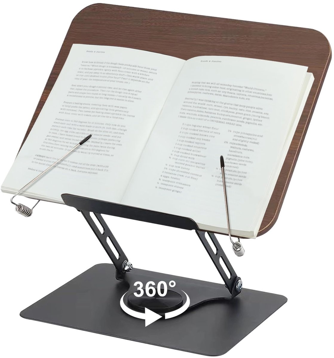 Azomor® Verstelbare en opvouwbare leesstandaard met 360 graden draaibare basis voor boeken en tablets