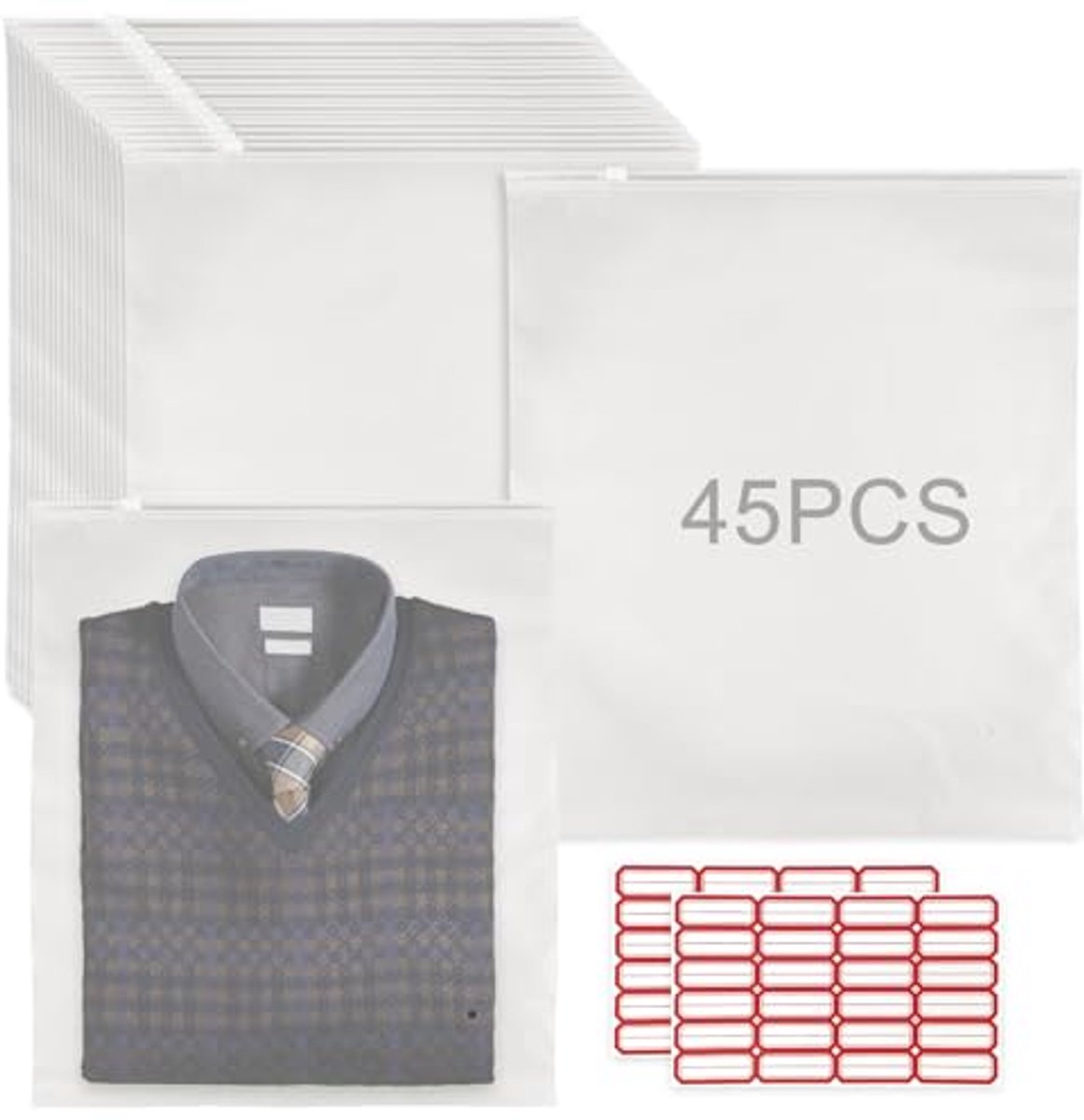 Grote Herbruikbare Ritszakken - 45 Stuks, Waterdicht en Geschikt voor Kleding en Schoenen