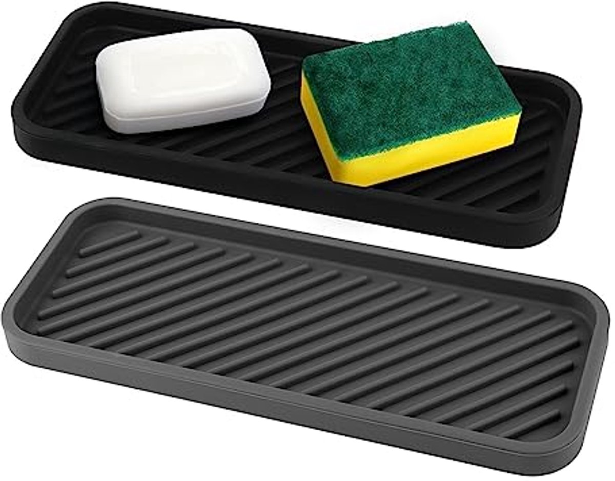 Siliconen zeepbakjes en sponshouder - Gootsteenorganizer voor sponzen, borstels en zeep