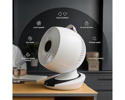 Draagbare Draadloze Ventilator met Nachtlampje - 14 Uur Batterijlevensduur, Koelventilator voor Slaapkamer en Desktop, Ultra-Stil en Energiezuinig