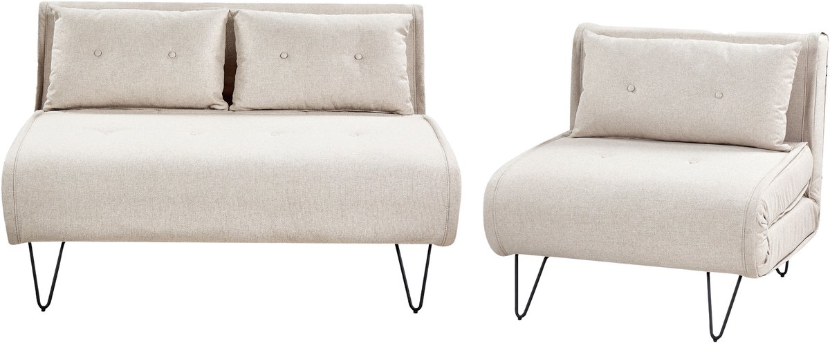 VESTFOLD - Woonkamerset - Lichtbeige - Polyester