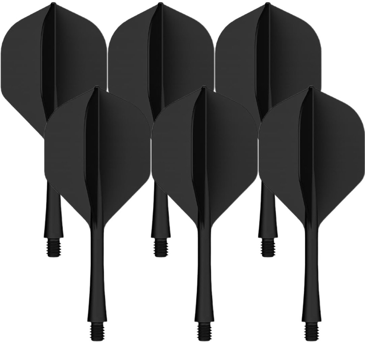 Stabiliteitsvliegen - Dart Flights met Geïntegreerde Schachten en Vaste Vliegers - Zwart - Pack van 6