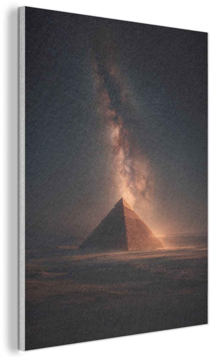 Akoestisch wandpaneel 30x40 cm - Vilt schilderij Piramide - Woestijn - Licht - Akoestische panelen - Geluidsdempende wanddecoratie - Geluidsisolatie woonkamer - Muurdecoratie geluidspanelen
