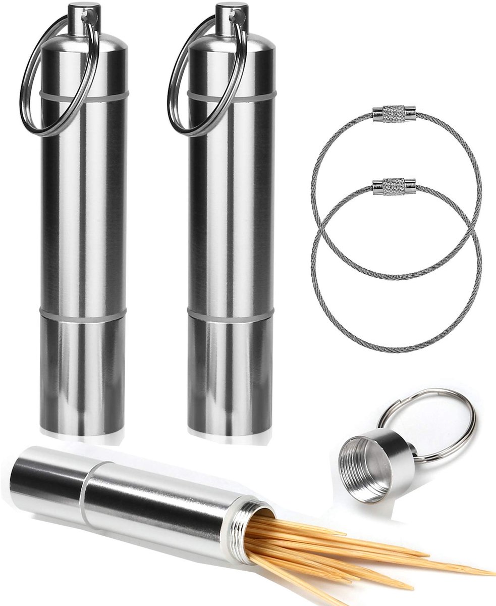 Set van 2 - Draagbare tandenstokerhouder - Lichtgewicht aluminium - Zilver