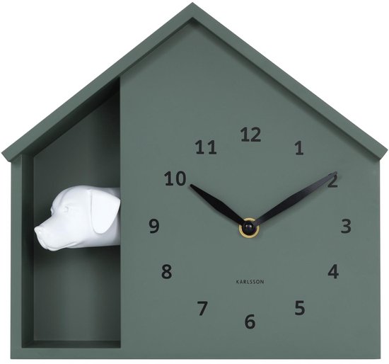Horloge murale Karlsson Chien qui regarde - Verte - 24,9 x 24,9 x 27 cm - Horloge murale moderne
