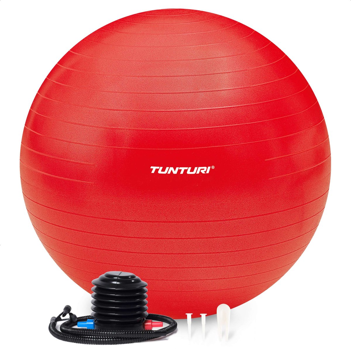 Tunturi anti burst fitness bal met pomp - yoga bal 55 cm - pilates bal - zwangerschapsbal - 220 kg gebruikersgewicht - incl trainingsapp - rood