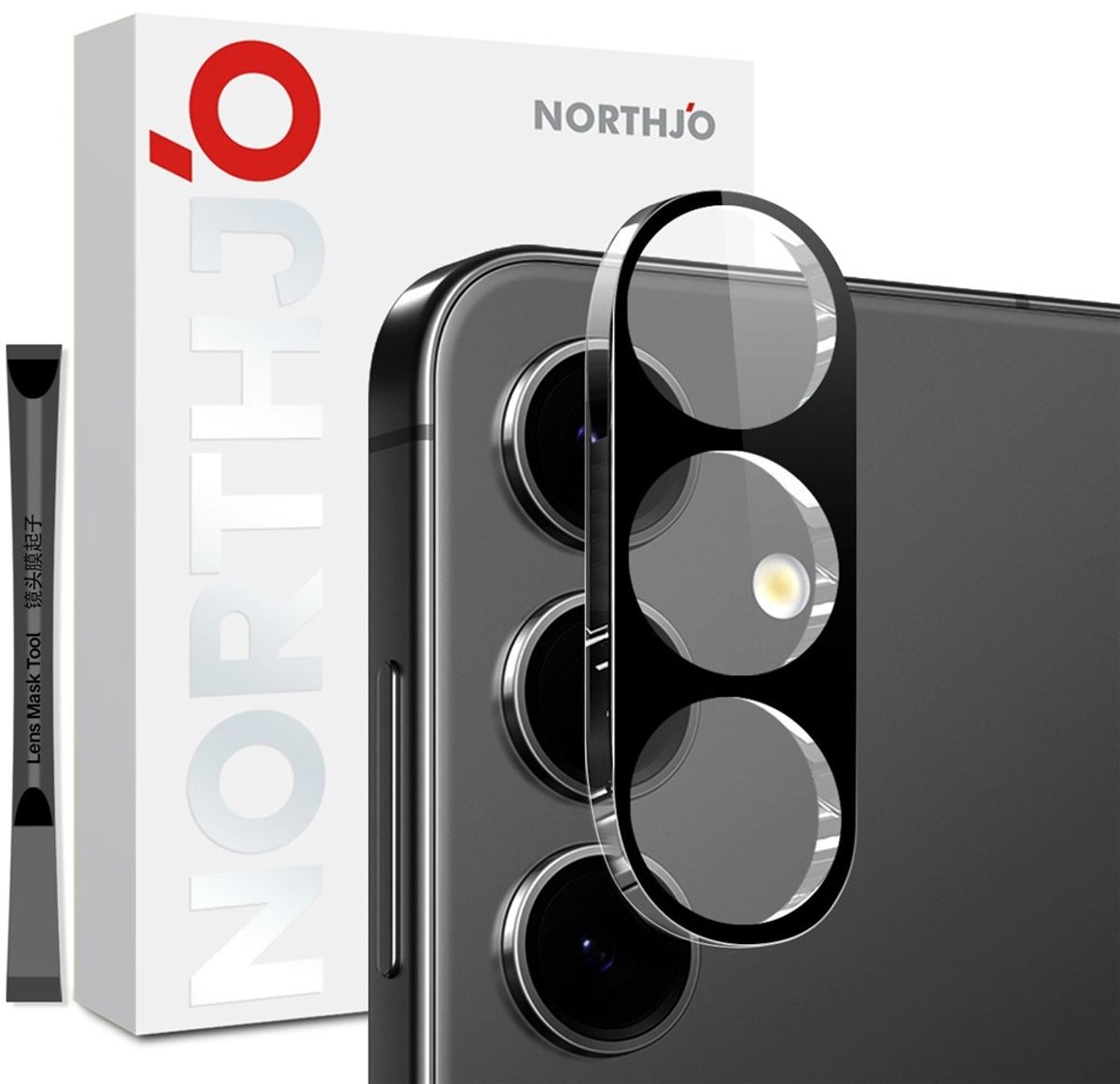 NORTHJO Camera Lens Protector - Geschikt voor Samsung Galaxy S25 FE Camera Lens Protector - NORTHJO 9H Tempered Glass - Zwart