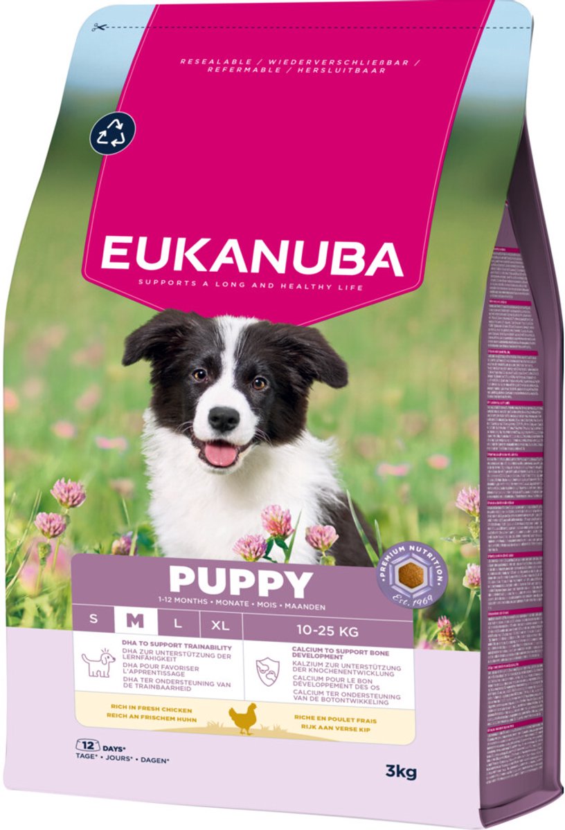 Eukanuba Life Care Dog Puppy Medium Hondenvoer Chicken – 3 x 3 kg – Voordeelverpakking