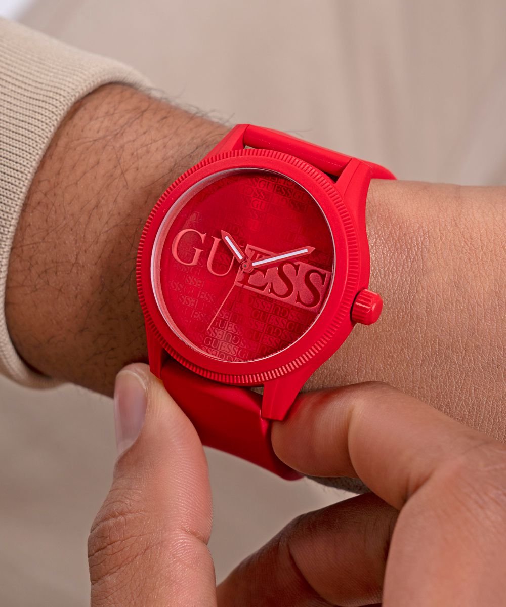 Guess Reputation GW0780G2 Horloge - Siliconen - Rood - Ø 45 mm