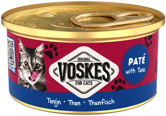 Voskes Kattenvoer Nat Paté Tonijn - 24 x 85 gr - Voordeelverpakking